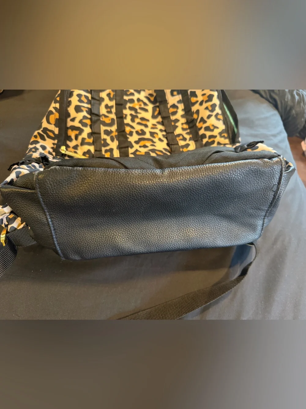 Posh Peanut Ruffled Backpack for Girls in the Lana Leopard Tan print